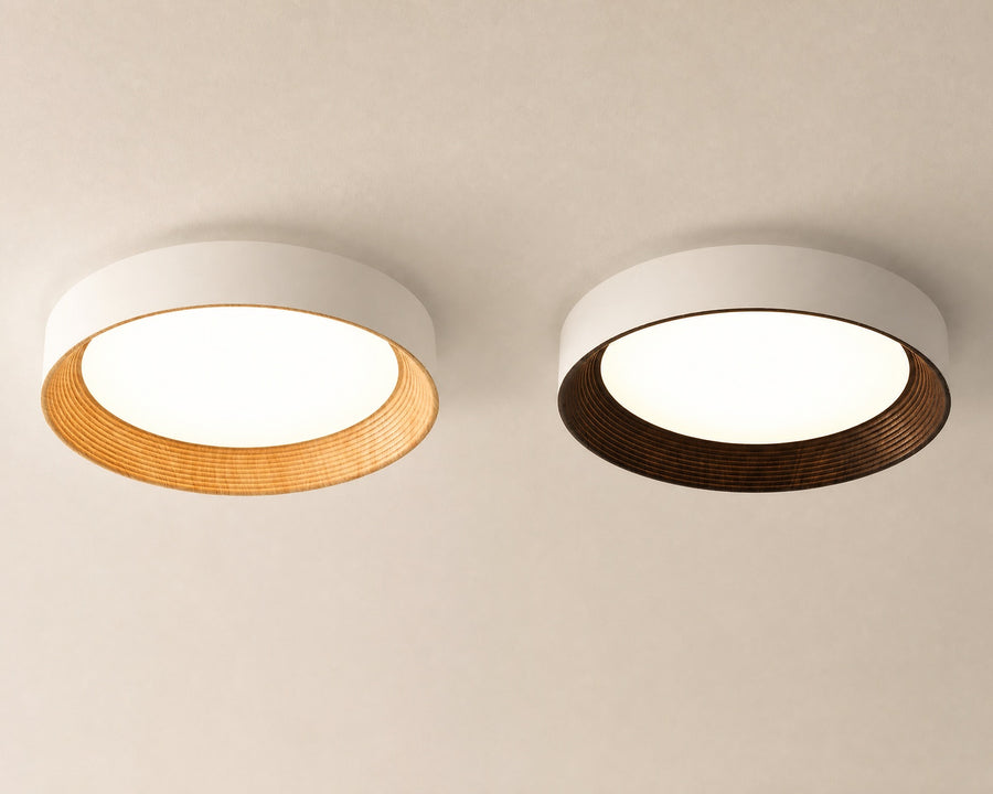 The White Oak and Black Walnut finishes side by side