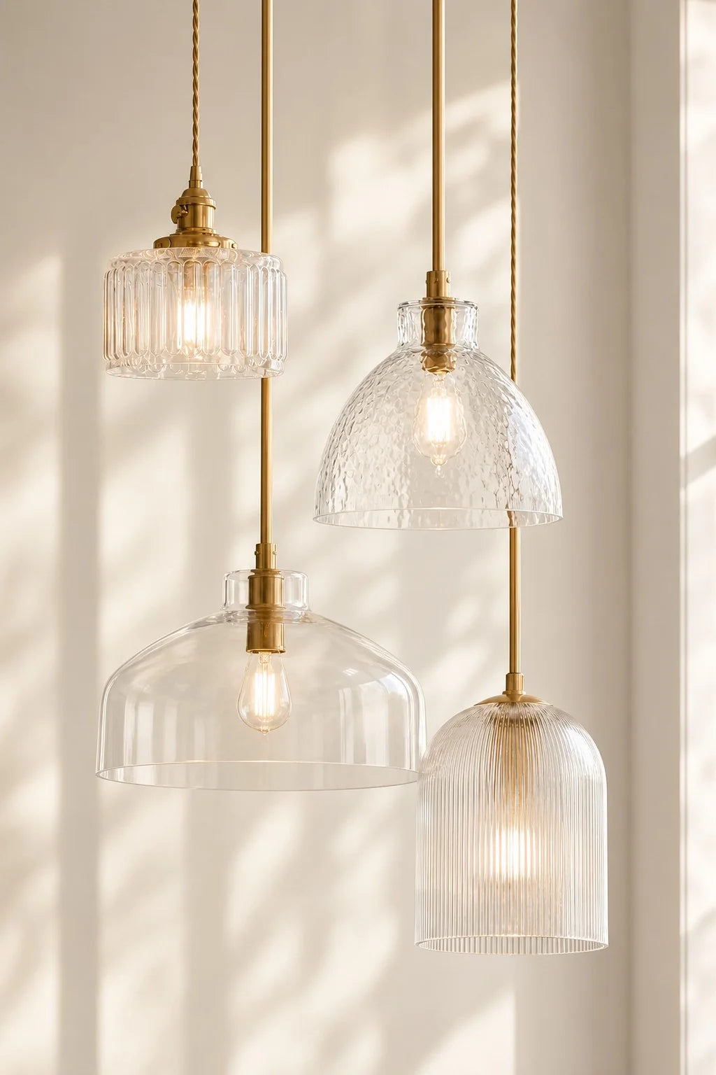 Ondine Hammered Glass Pendant Light, 8 to 17 in