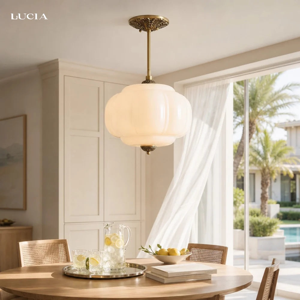Lumi Ribbed Glass Pumpkin Pendant