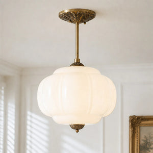 Lumi Ribbed Glass Pumpkin Pendant