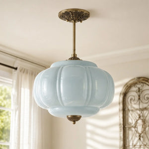 Lumi Ribbed Glass Pumpkin Pendant