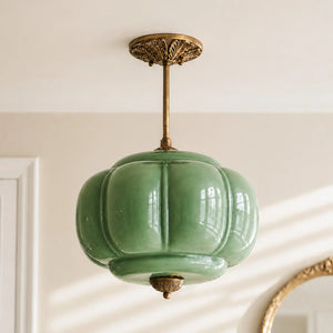 Lumi Ribbed Glass Pumpkin Pendant