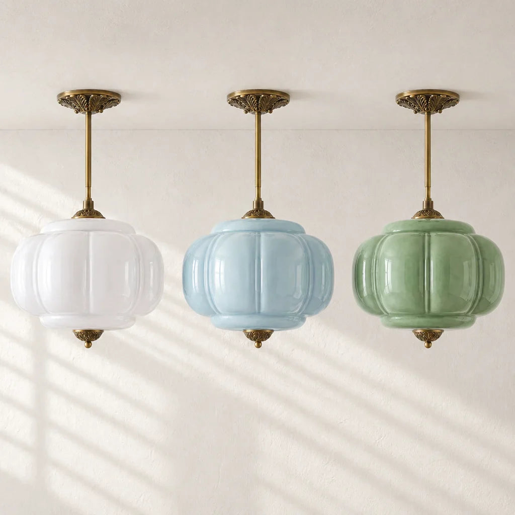 Lumi Ribbed Glass Pumpkin Pendant