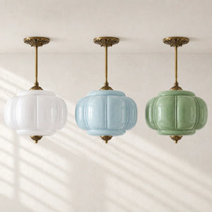 Lumi Ribbed Glass Pumpkin Pendant