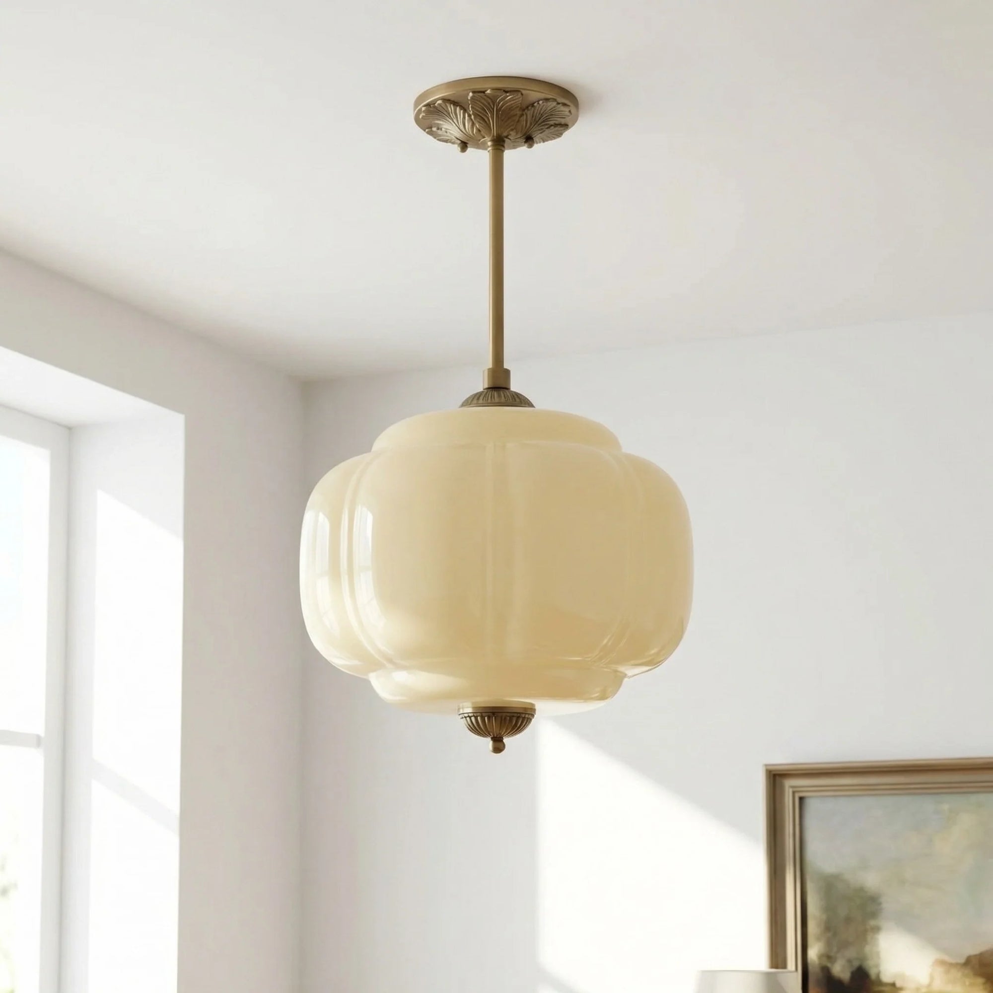 Lumi Ribbed Glass Pumpkin Pendant