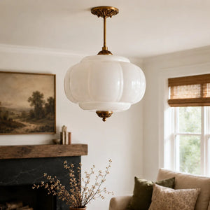 Lumi Ribbed Glass Pumpkin Pendant
