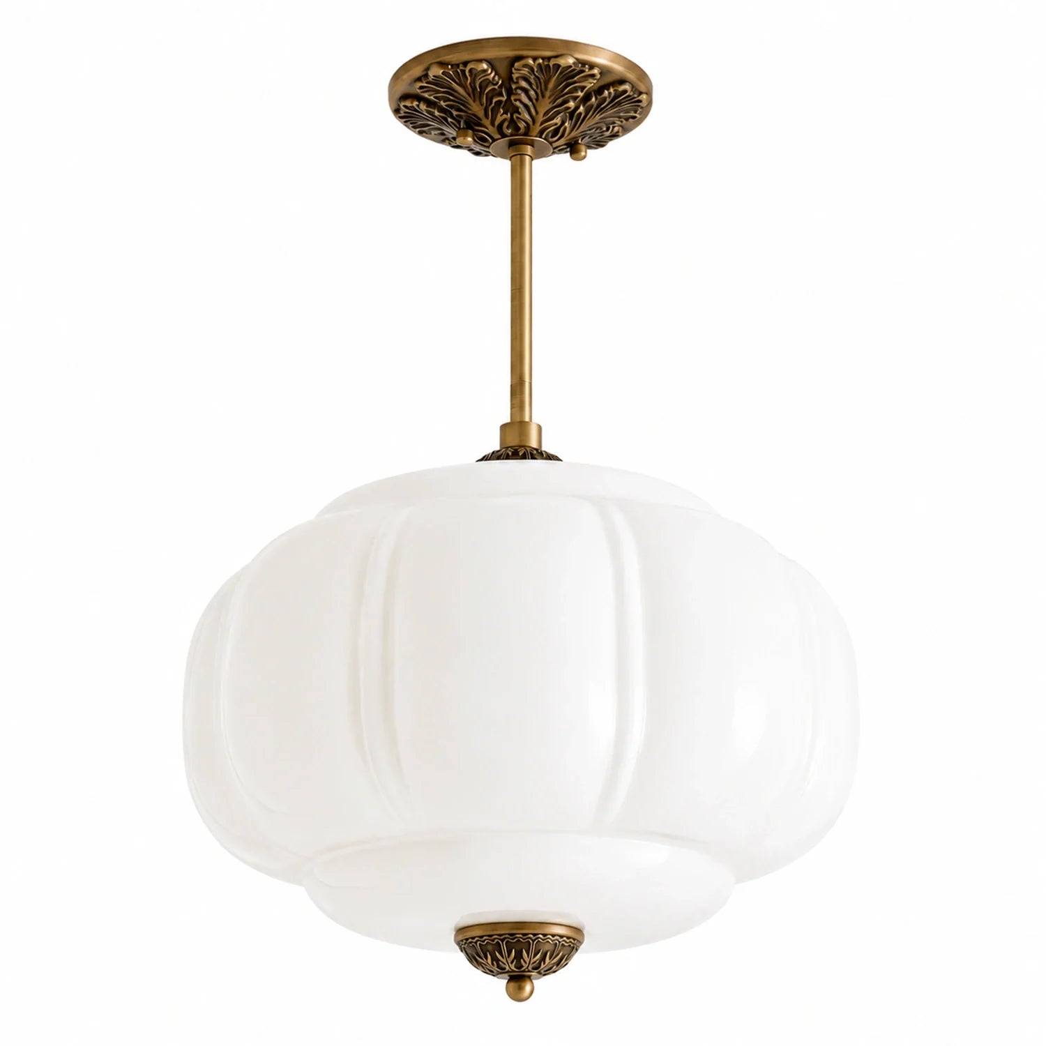 Lumi Ribbed Glass Pumpkin Pendant