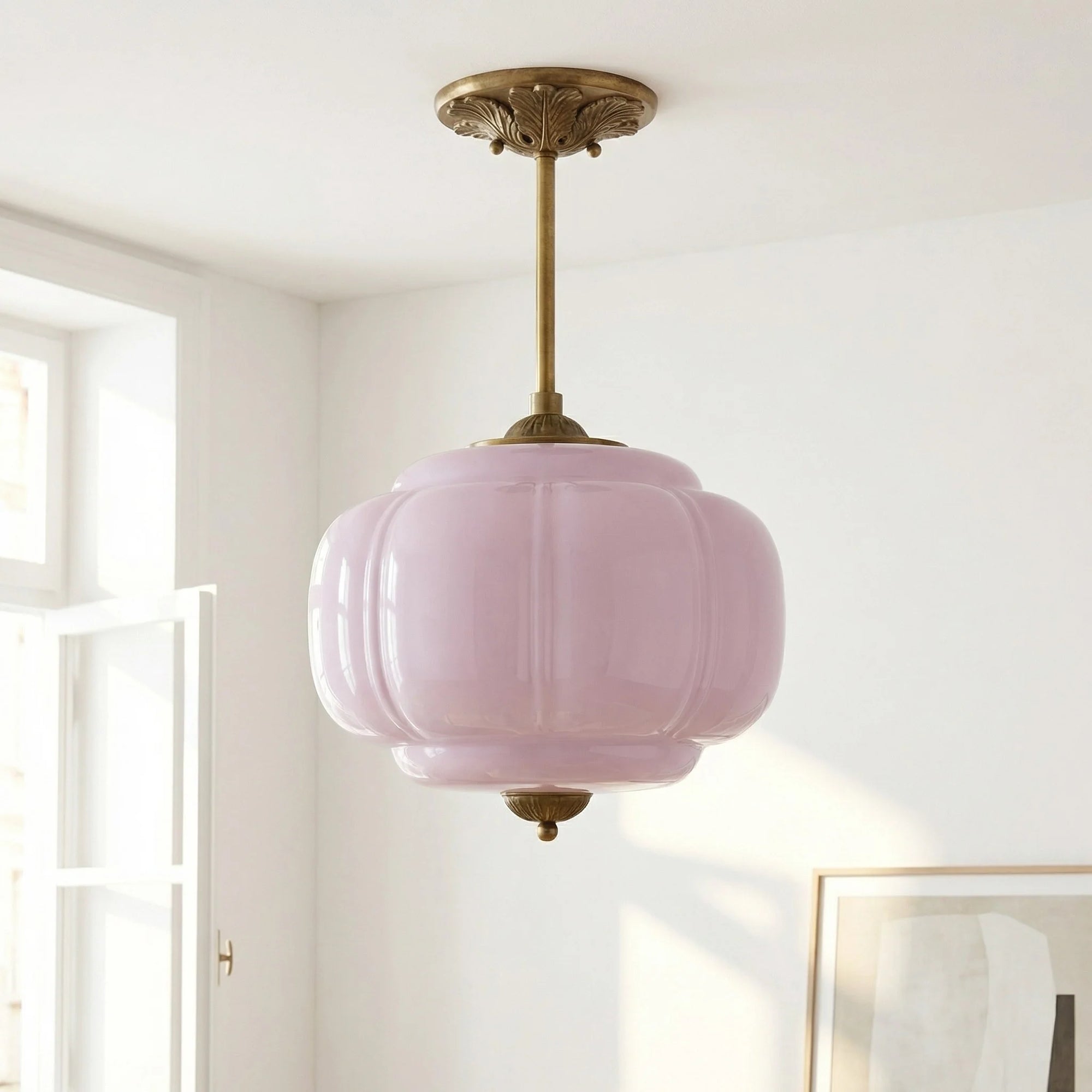 Lumi Ribbed Glass Pumpkin Pendant