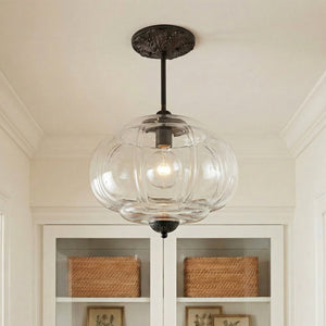 Lumi Ribbed Glass Pumpkin Pendant