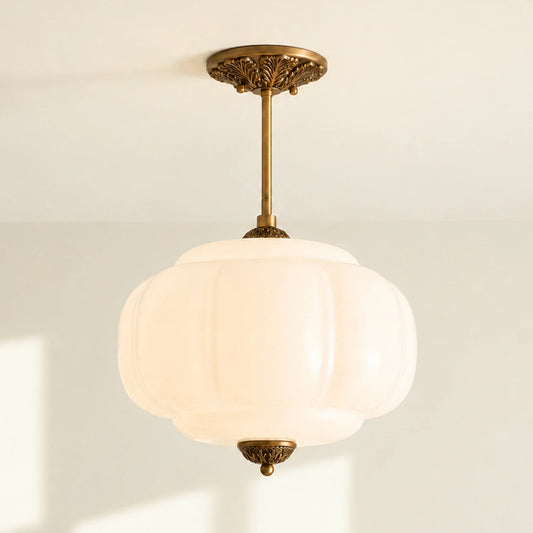 Lumi Ribbed Glass Pumpkin Pendant