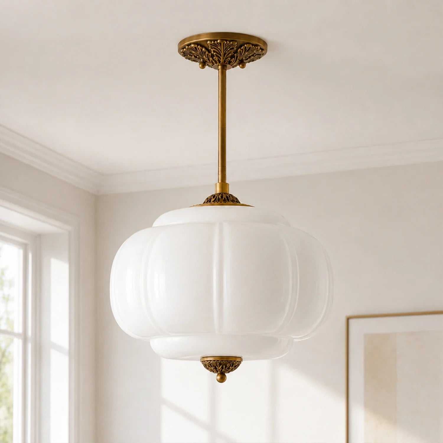 Lumi Ribbed Glass Pumpkin Pendant