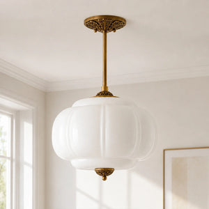 Lumi Ribbed Glass Pumpkin Pendant
