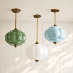 Lumi Ribbed Glass Pumpkin Pendant