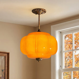 Lumi Ribbed Glass Pumpkin Pendant