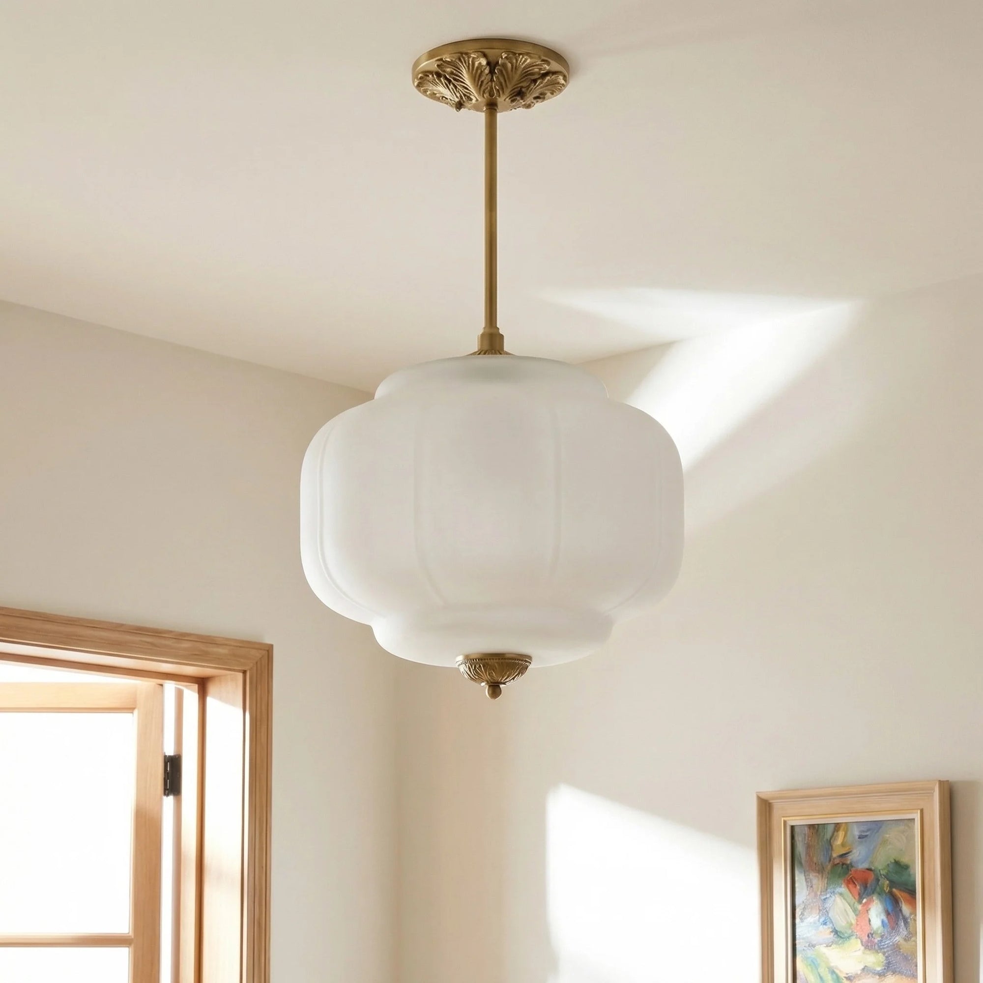 Lumi Ribbed Glass Pumpkin Pendant