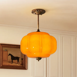 Lumi Ribbed Glass Pumpkin Pendant
