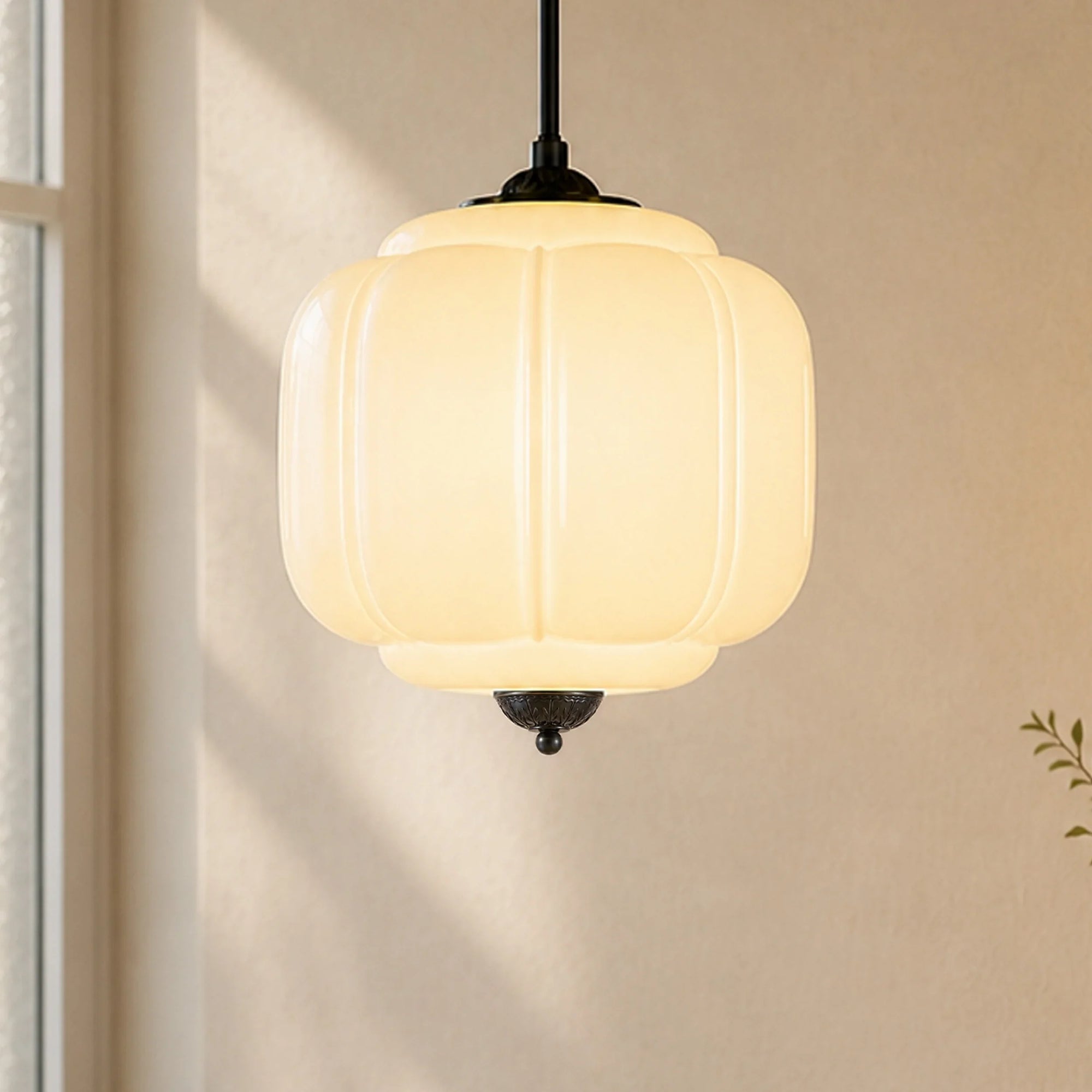 Lumi Vintage Milk Glass Eloise Pendant Light, 1-Light