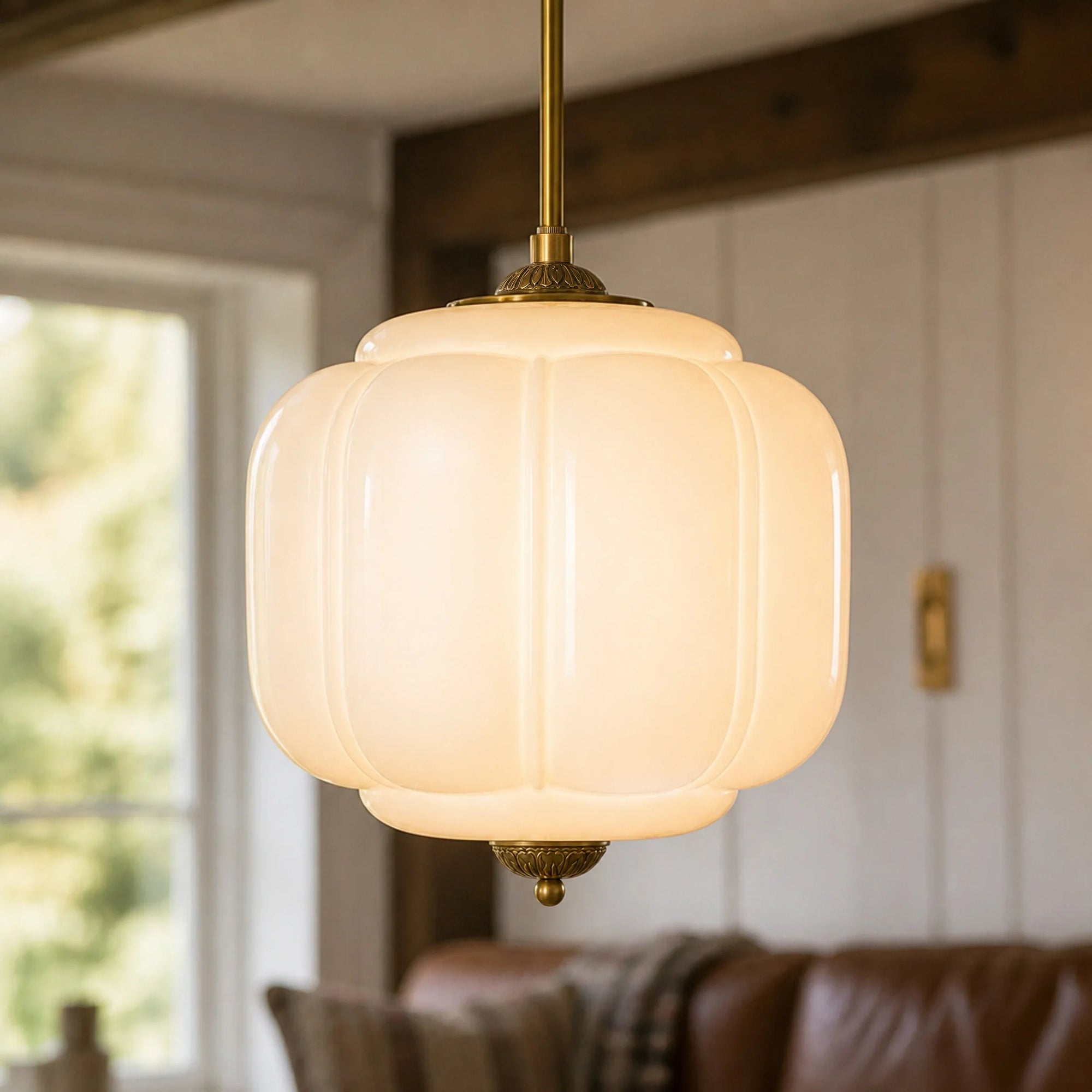 Lumi Vintage Milk Glass Eloise Pendant Light, 1-Light