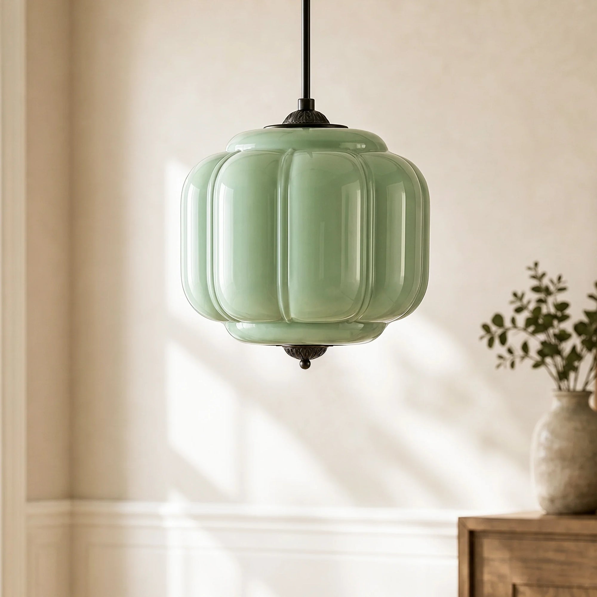 Lumi Vintage Milk Glass Eloise Pendant Light, 1-Light