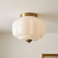 Lumi Milk Glass Pumpkin Ceiling Light, 3-Light