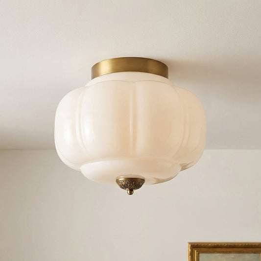 Lumi Milk Glass Pumpkin Ceiling Light, 3-Light