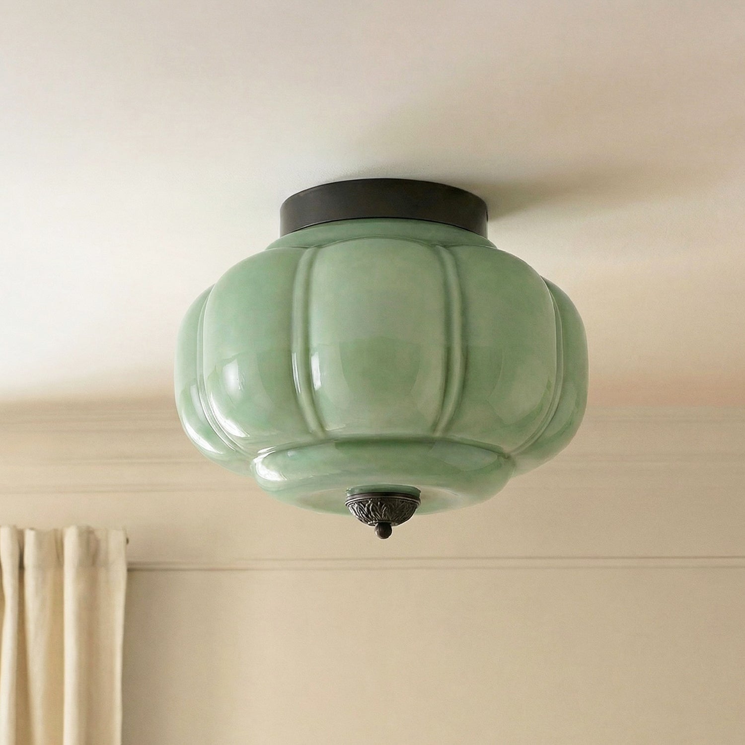 Lumi Milk Glass Pumpkin Ceiling Light, 3-Light