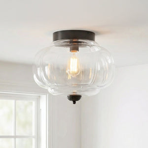 Lumi Milk Glass Pumpkin Ceiling Light, 3-Light