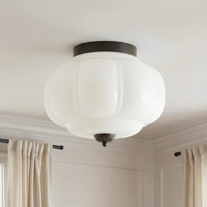 Lumi Milk Glass Pumpkin Ceiling Light, 3-Light