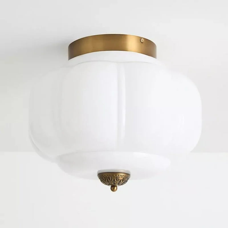 Lumi Milk Glass Pumpkin Ceiling Light, 3-Light