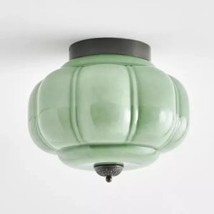 Lumi Milk Glass Pumpkin Ceiling Light, 3-Light