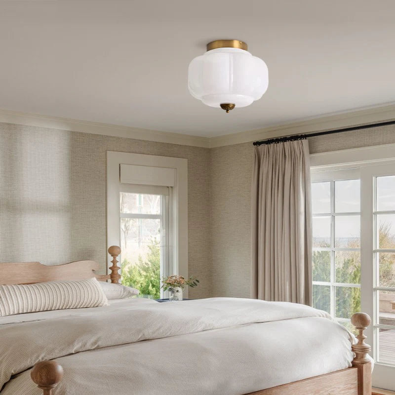 Lumi Milk Glass Pumpkin Ceiling Light, 3-Light
