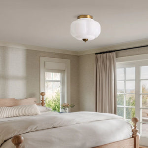 Lumi Milk Glass Pumpkin Ceiling Light, 3-Light