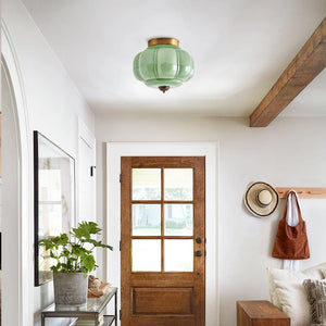 Lumi Milk Glass Pumpkin Ceiling Light, 3-Light