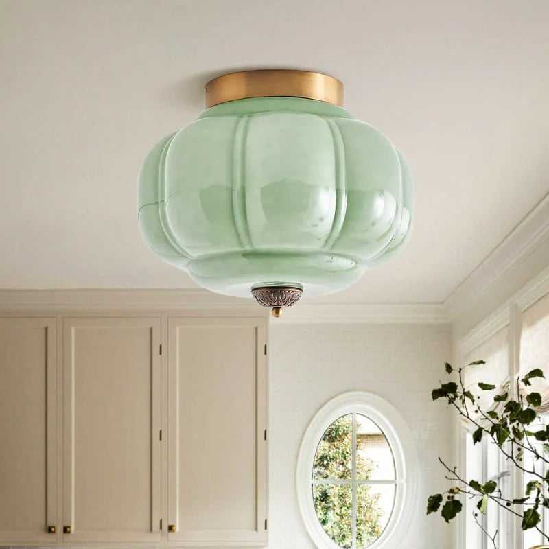 Lumi Milk Glass Pumpkin Ceiling Light, 3-Light
