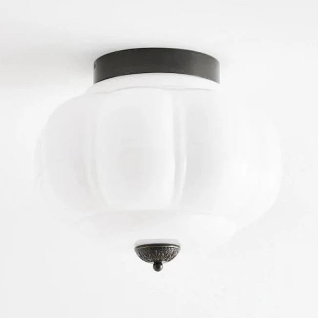 Lumi Milk Glass Pumpkin Ceiling Light, 3-Light