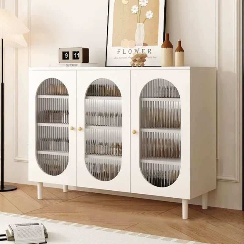 Modern Minimalist 4-Tier Shoe Storage Cabinet with Rattan & Glass Organizer for Entryway Shoe Storage