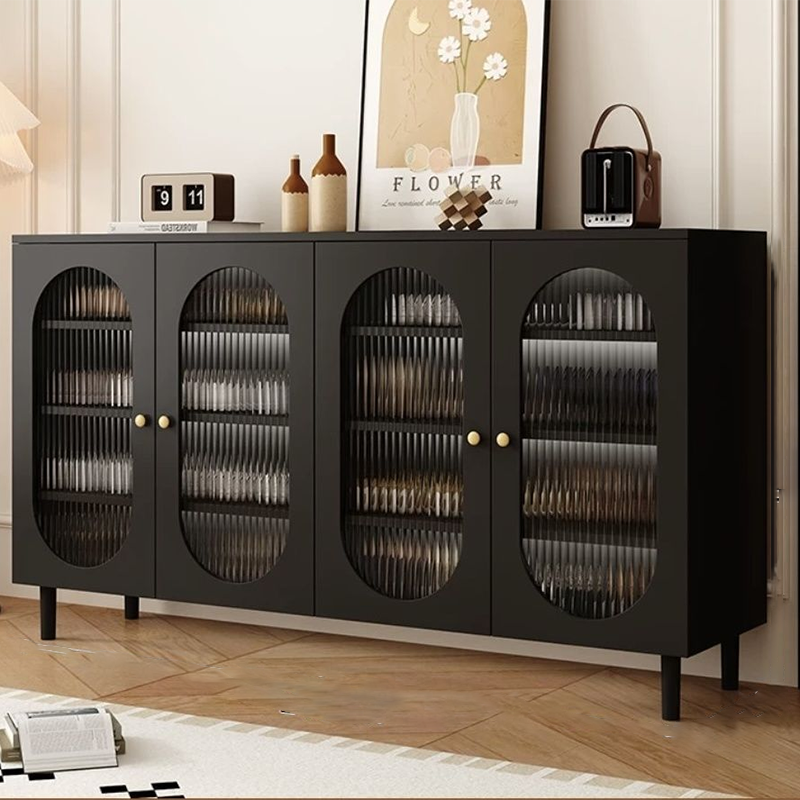 Modern Minimalist 4-Tier Shoe Storage Cabinet with Rattan & Glass Organizer for Entryway Shoe Storage