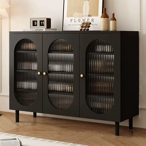 Modern Minimalist 4-Tier Shoe Storage Cabinet with Rattan & Glass Organizer for Entryway Shoe Storage
