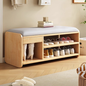 Modern Minimalist Shoe Rack Bench with Two-Tier Shoe Storage for Entryway Benches