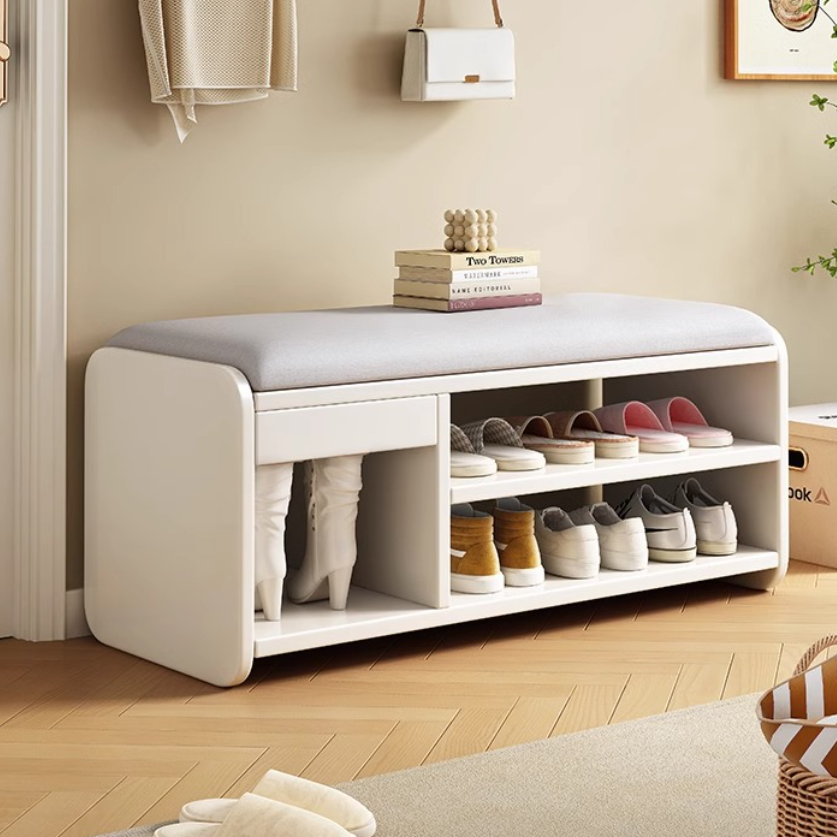 Modern Minimalist Shoe Rack Bench with Two-Tier Shoe Storage for Entryway Benches