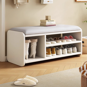 Modern Minimalist Shoe Rack Bench with Two-Tier Shoe Storage for Entryway Benches
