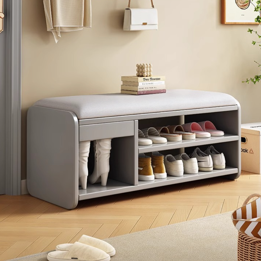 Modern Minimalist Shoe Rack Bench with Two-Tier Shoe Storage for Entryway Benches