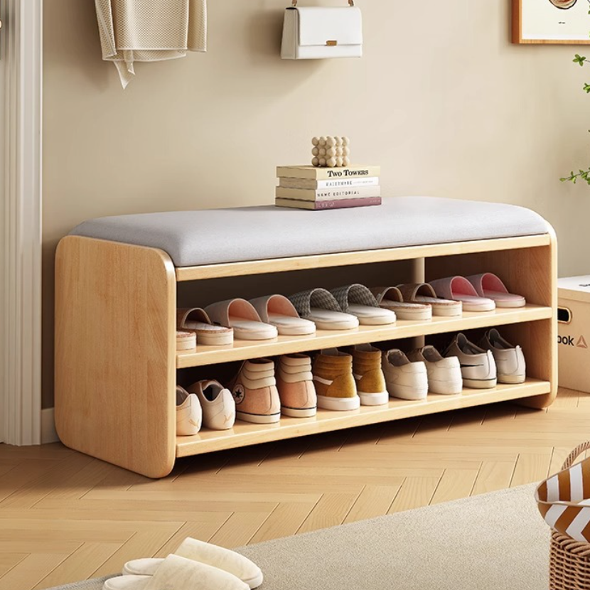 Modern Minimalist Shoe Rack Bench with Two-Tier Shoe Storage for Entryway Benches