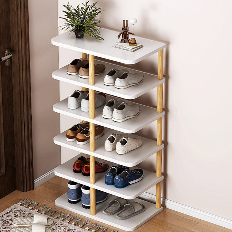 Modern Minimalist Shoe Rack - 6/7 Tier PVC & Wood Shoe Organizer Shoe Storage
