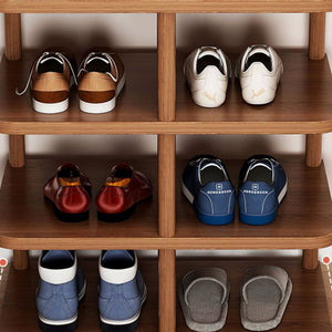Modern Minimalist Shoe Rack - 6/7 Tier PVC & Wood Shoe Organizer Shoe Storage