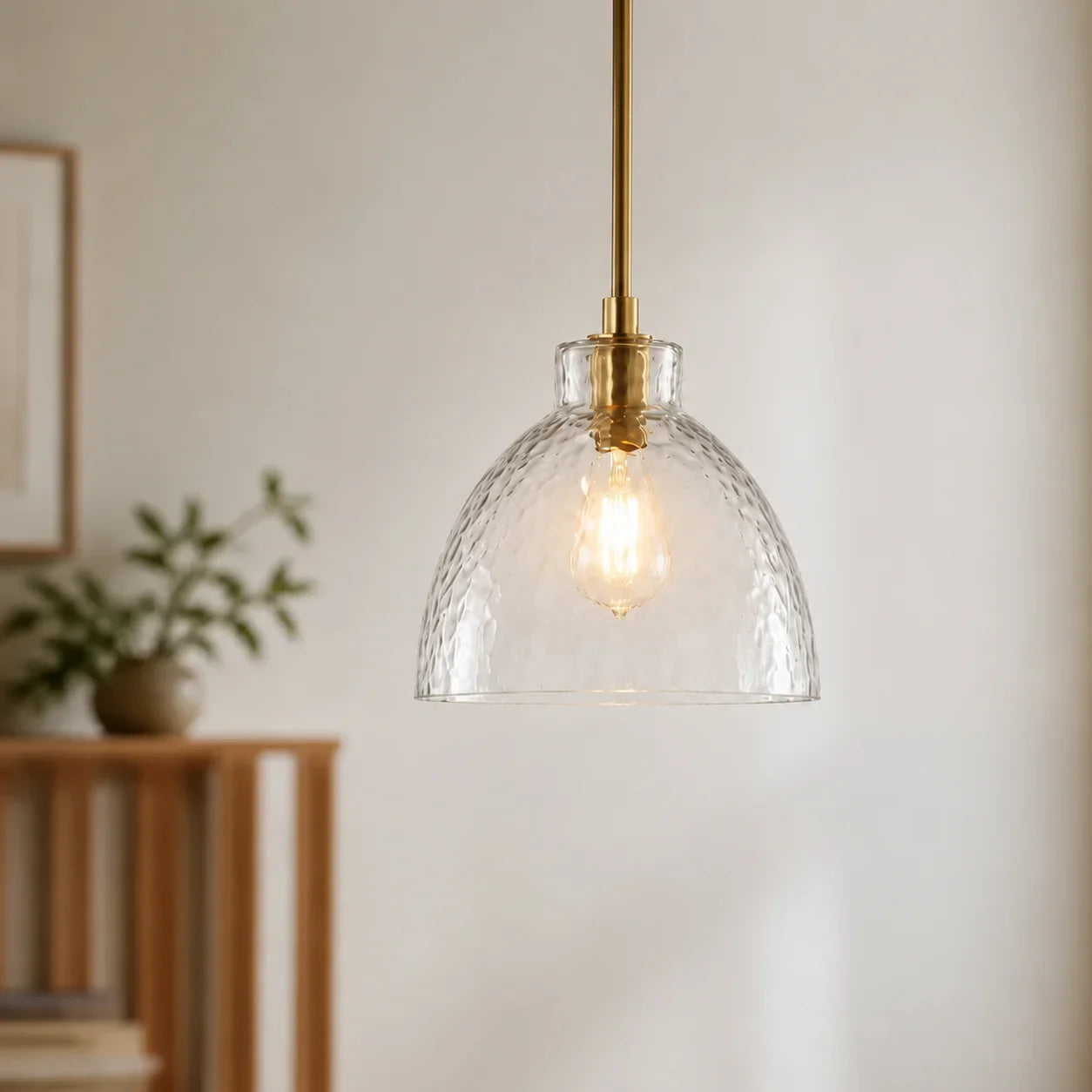 Ondine Hammered Glass Pendant Light, 8 to 17 in