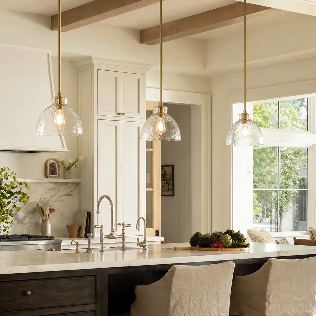 Ondine Hammered Glass Pendant Light, 8 to 17 in