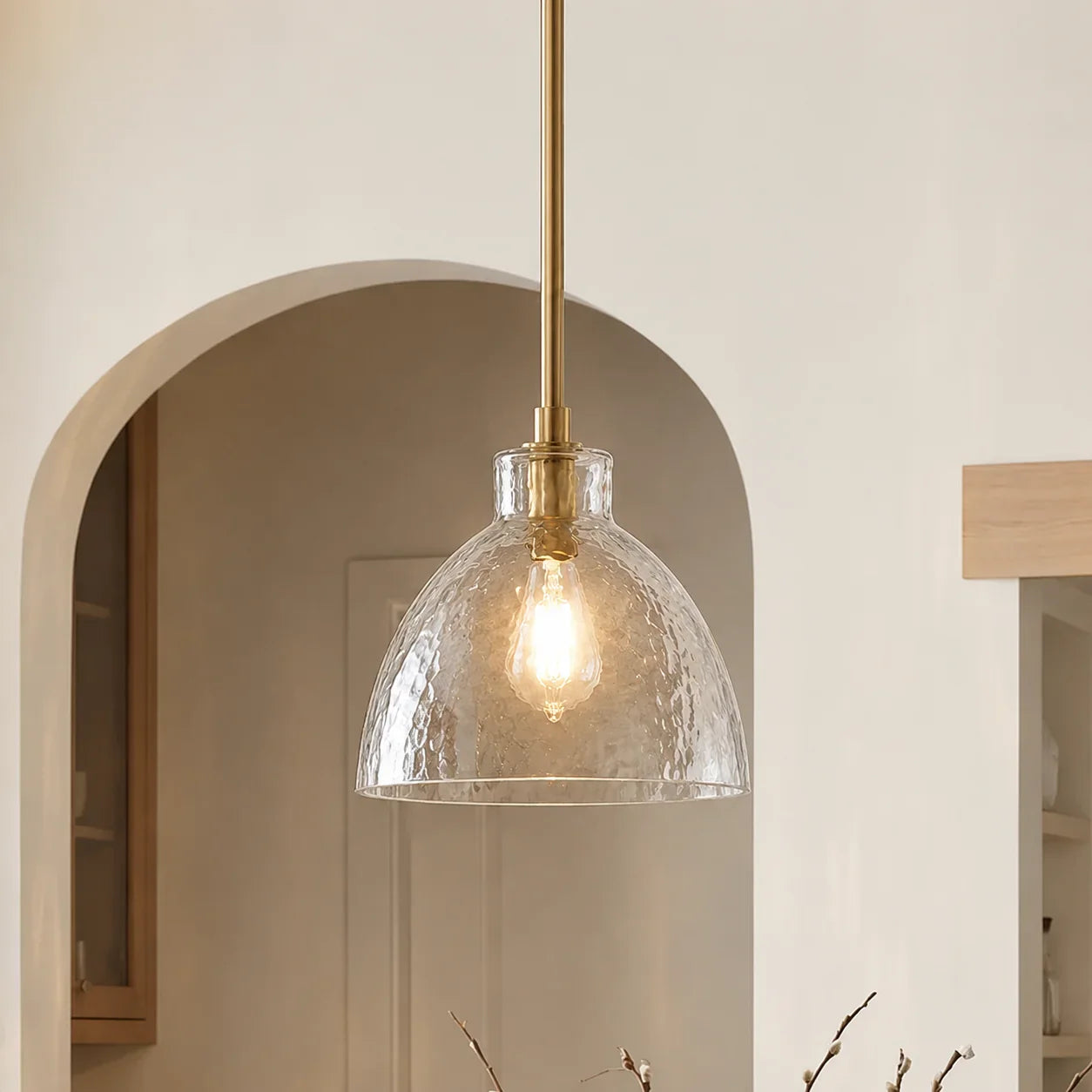 Ondine Hammered Glass Pendant Light, 8 to 17 in