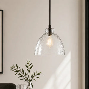 Ondine Hammered Glass Pendant Light, 8 to 17 in