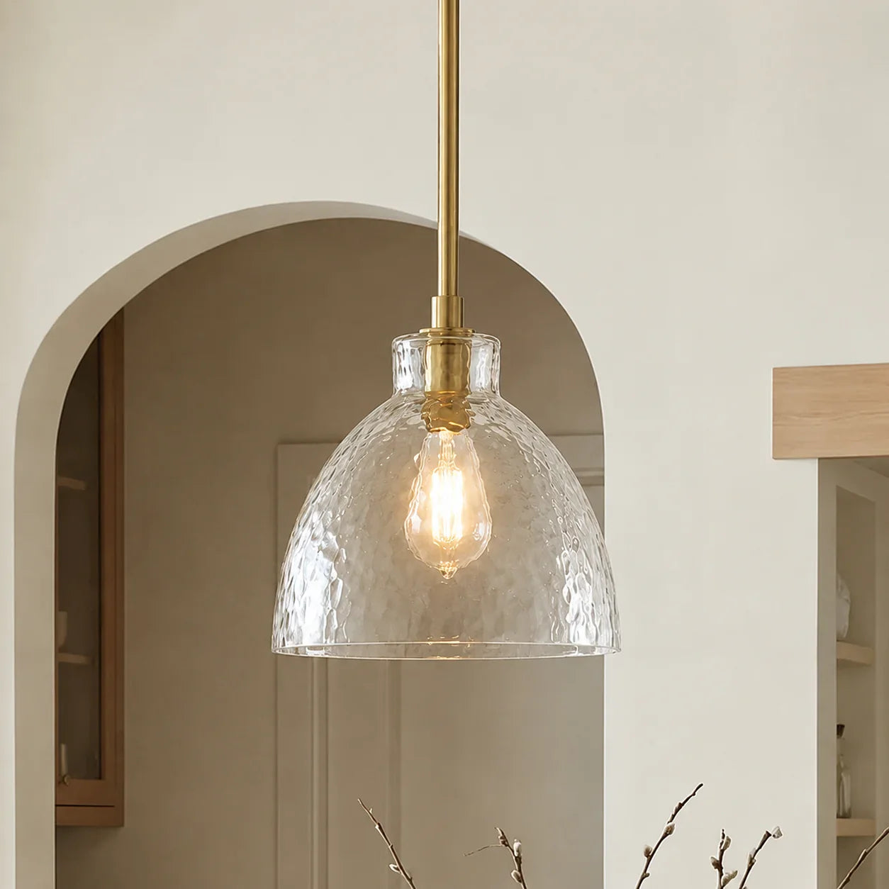 Ondine Hammered Glass Pendant Light, 8 to 17 in